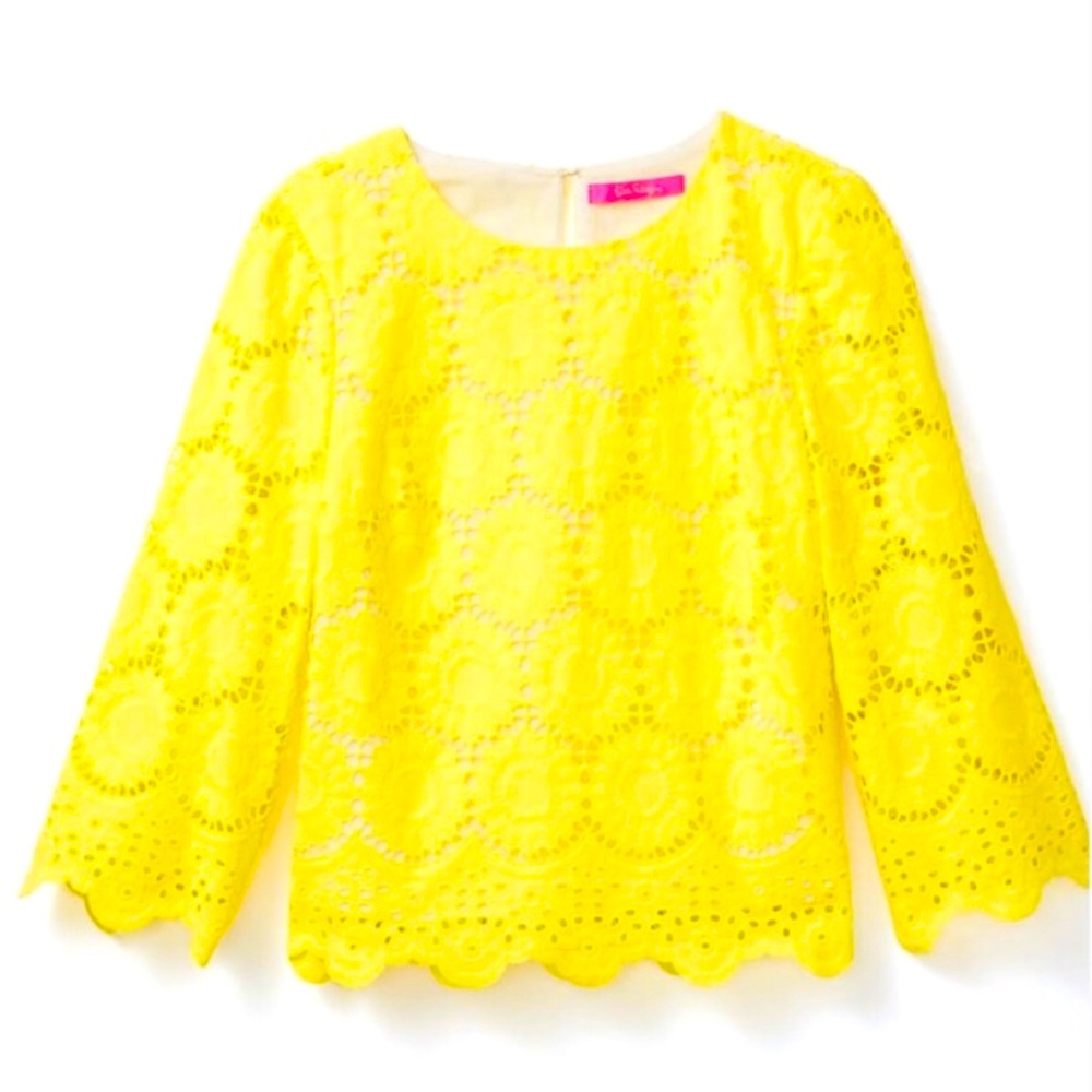 Lilly Pulitzer NWT Mariella Scalloped Eyelet Top